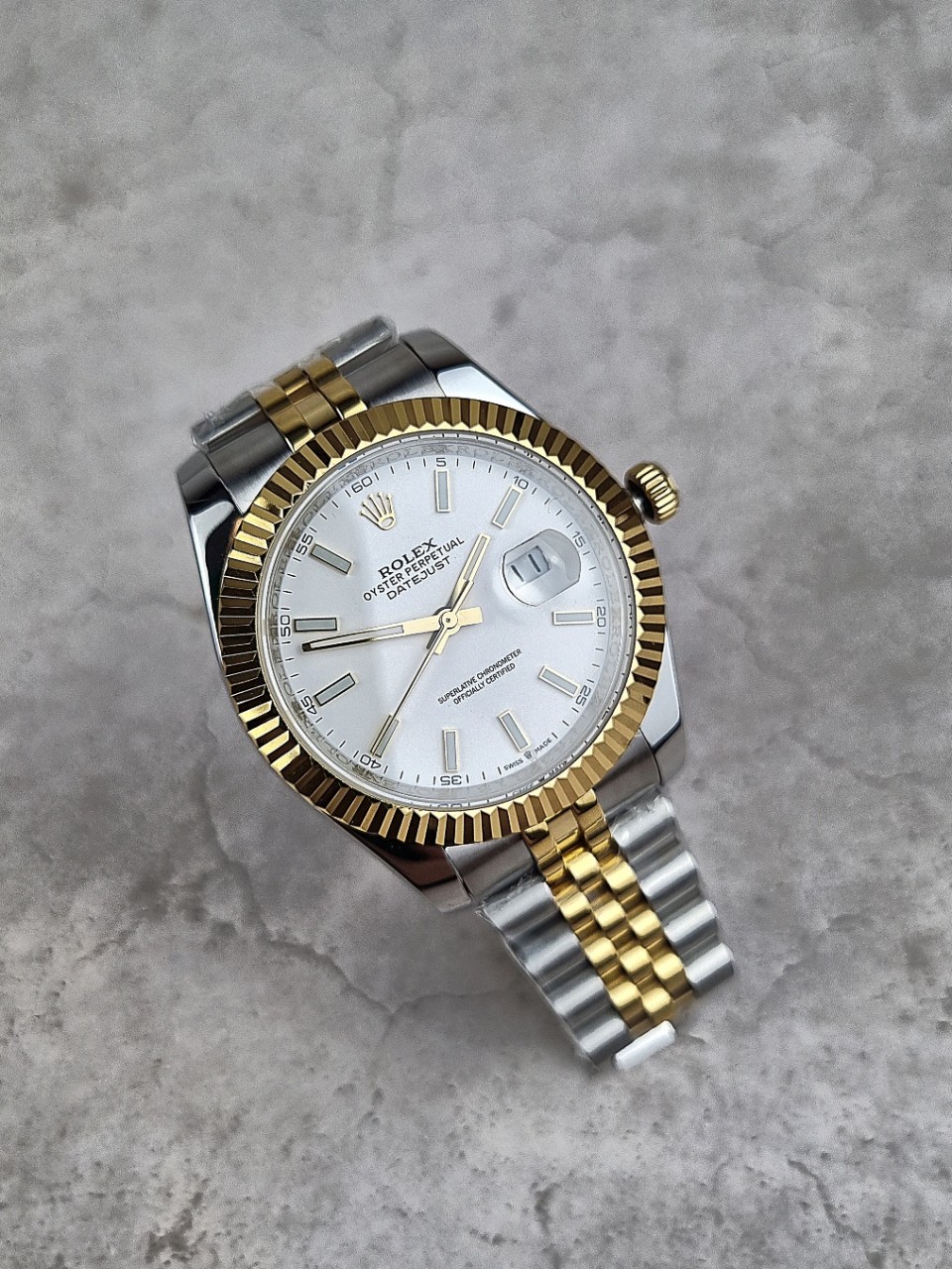 로렉스 데이저스트 화이트 다이얼 콤비 시계