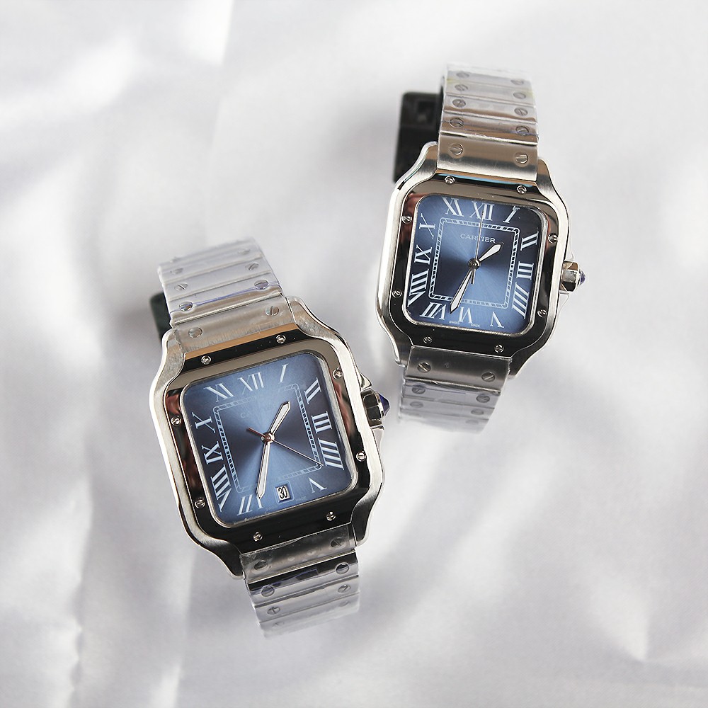 까르띠에 산토스 블루 다이얼 시계