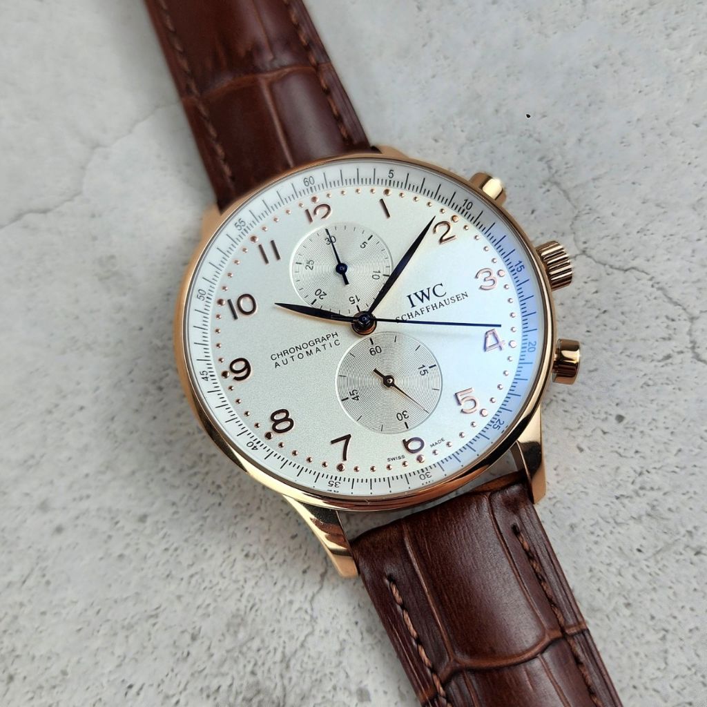 IWC 샤프하우젠 포르투기저 화이트 다이얼 골드침 시계