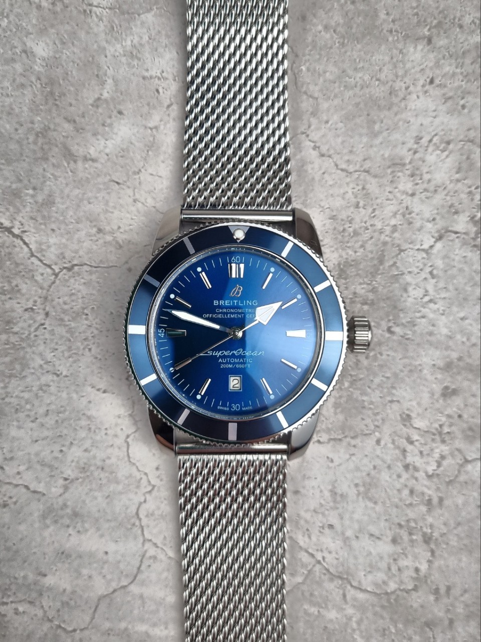 브라이틀링 슈퍼오션 헤리티지 블루 다이얼 시계