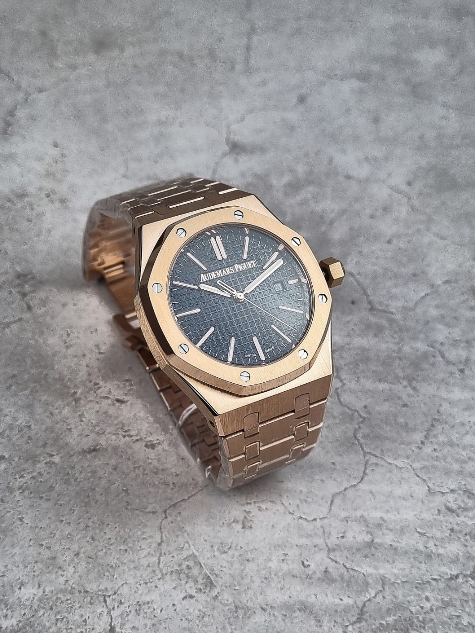 오데마피게 로얄오크 블랙 다이얼 핑크 골드 금통 15510 OR 시계