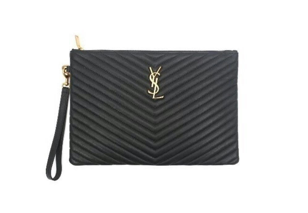 입생로랑 쉐브론 금장 클러치백 (가방)