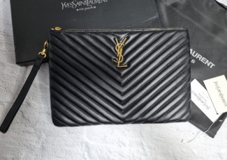 입생로랑 쉐브론 금장 클러치백 (가방)