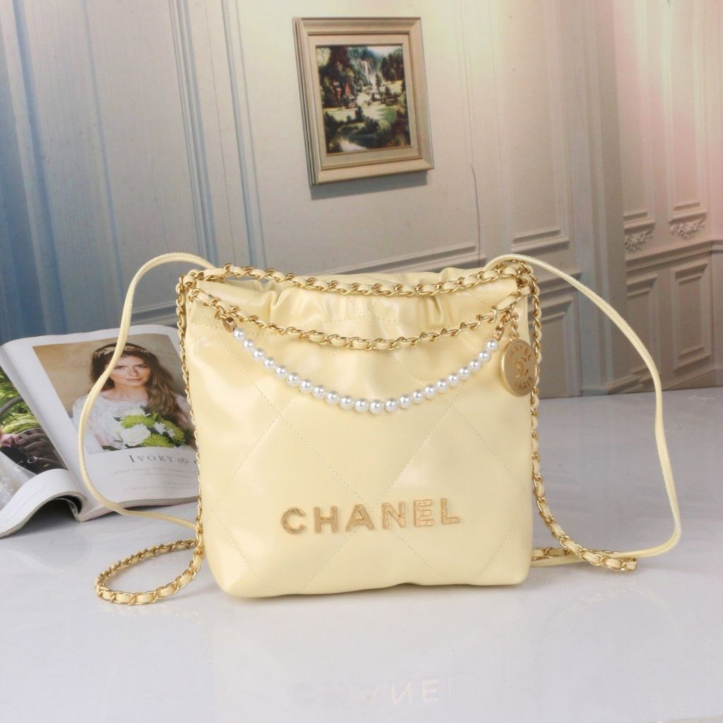 샤넬 22 진주 미니백 옐로우 (가방)