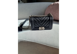 샤넬 미니 쉐브론 보이백 은장 (가방)