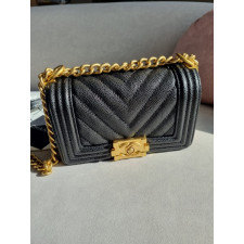 샤넬 미니 쉐브론 보이백 금장 (가방)