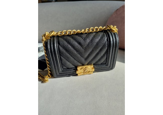 샤넬 미니 쉐브론 보이백 금장 (가방)