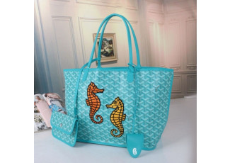 고야드 앙주 PM 해마 엠브로더이드 블루 가방