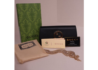 구찌 블론디 더블 G 블랙 가죽 플랩 체인 크로스백 (가방)