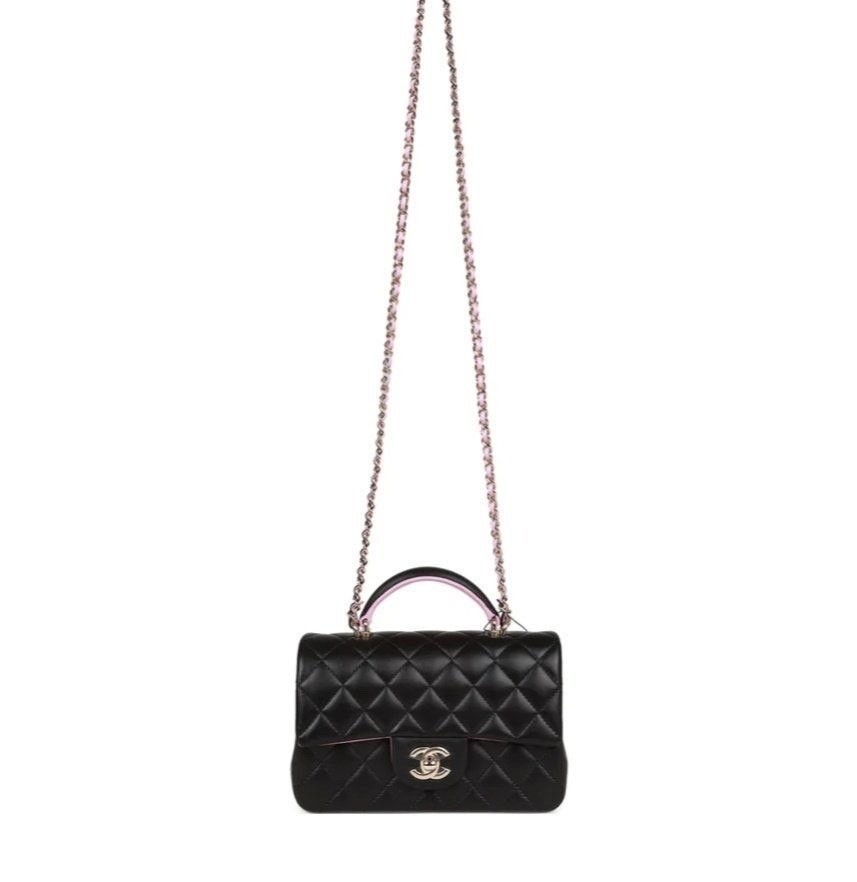 샤넬 뉴미니 블랙 핑크 탑핸들백 (가방)
