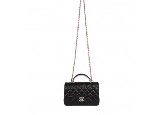 샤넬 뉴미니 블랙 핑크 탑핸들백 (가방)
