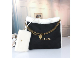 샤넬 22 시어링 M 스웨이드백 블랙 (가방)