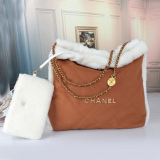 샤넬 22 시어링 M 스웨이드백 브라운 (가방)