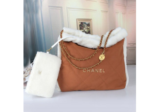 샤넬 22 시어링 M 스웨이드백 브라운 (가방)