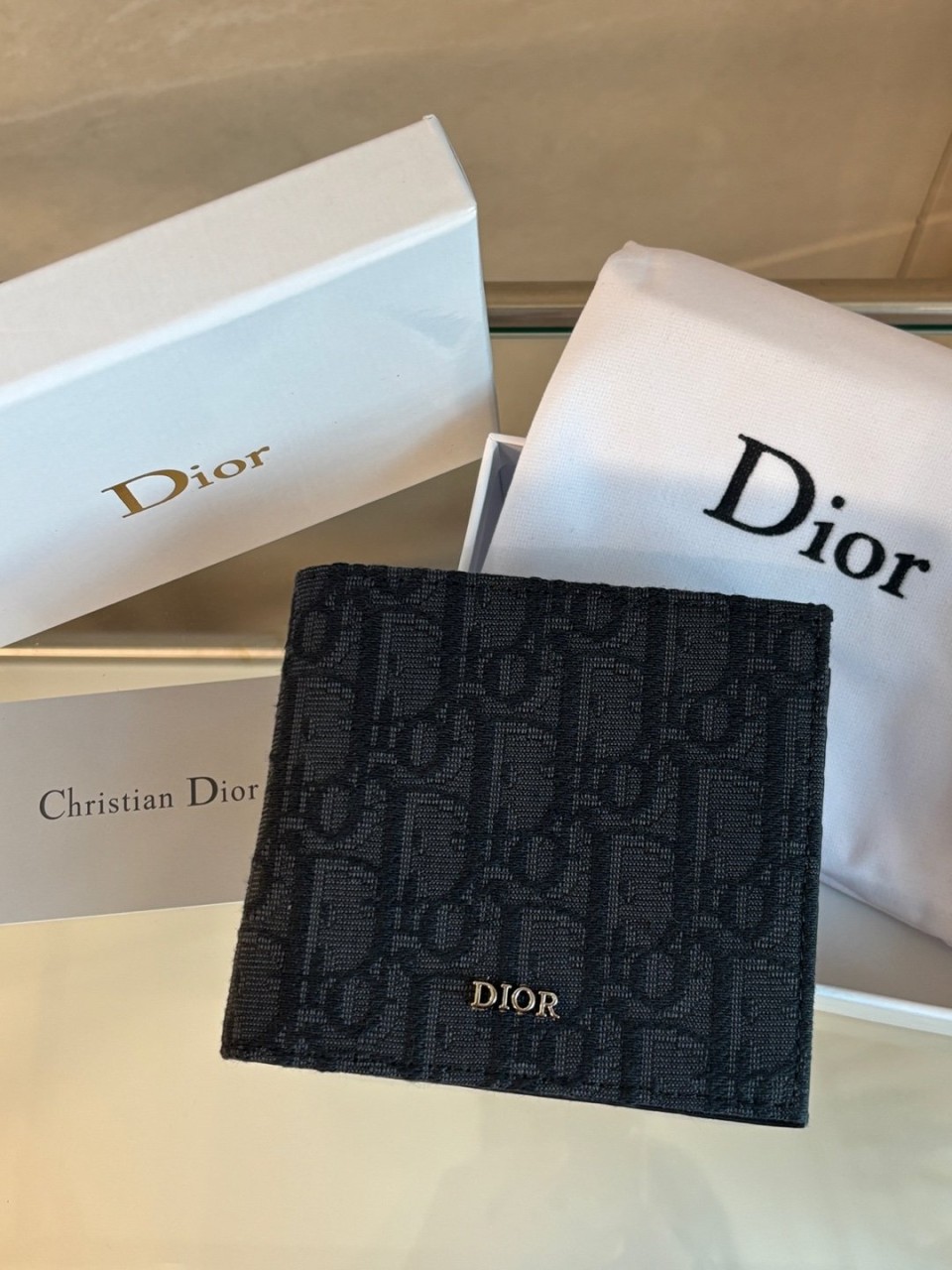 디올 블랙 오블리크 반지갑