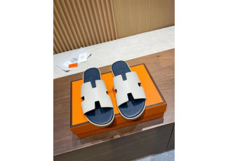 에르메스 이즈미르 투톤 네이비 베이지 슬리퍼 (신발)