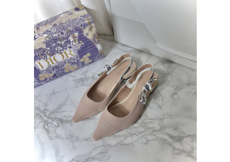 디올 자디올 슬링백 발레리나 플랫 누드 테크니컬 패브릭 구두 베이지 (신발)