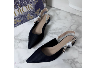 디올 자디올 슬링백 발레리나 플랫 누드 테크니컬 패브릭 구두 블랙 (신발)