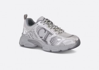 디올 크로노 그레이 메시 & 실버 톤 래미네이트 레더-이펙트 패널 스니커즈 (신발)