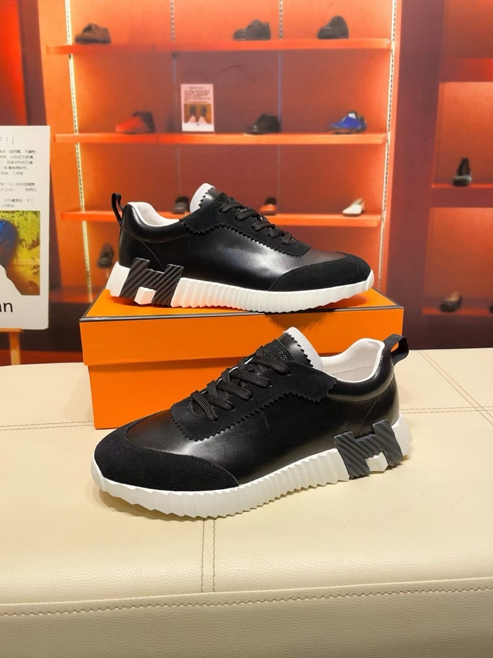 에르메스 바운싱 올블랙 가죽 스니커즈 (신발)