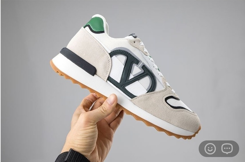 발렌티노 V로고 페이스 로우탑 트레이너 스플릿 레더 패브릭 스니커즈 (신발)