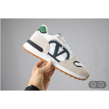 발렌티노 V로고 페이스 로우탑 트레이너 스플릿 레더 패브릭 스니커즈 (신발)