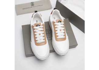 브루넬로 쿠치넬리 서클 로고 레더 화이트 베이지 스니커즈 (신발)