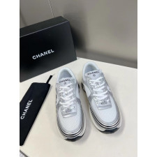 샤넬 CC 크루즈 샤식스 화이트 실버 테니스 스니커즈 (신발)