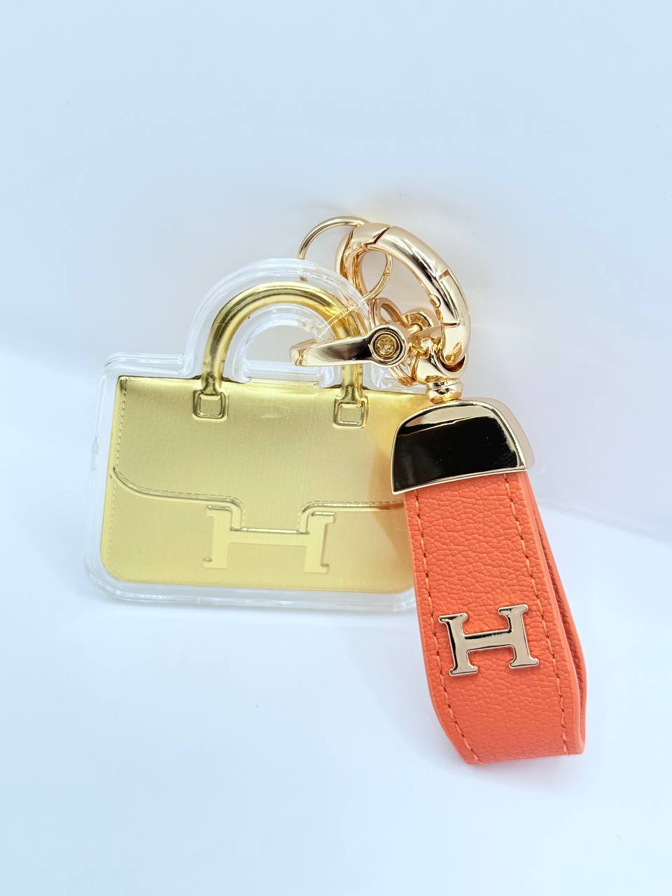 에르메스 HES 02 오렌지 금가방 키링