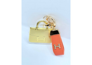 에르메스 HES 02 오렌지 금가방 키링