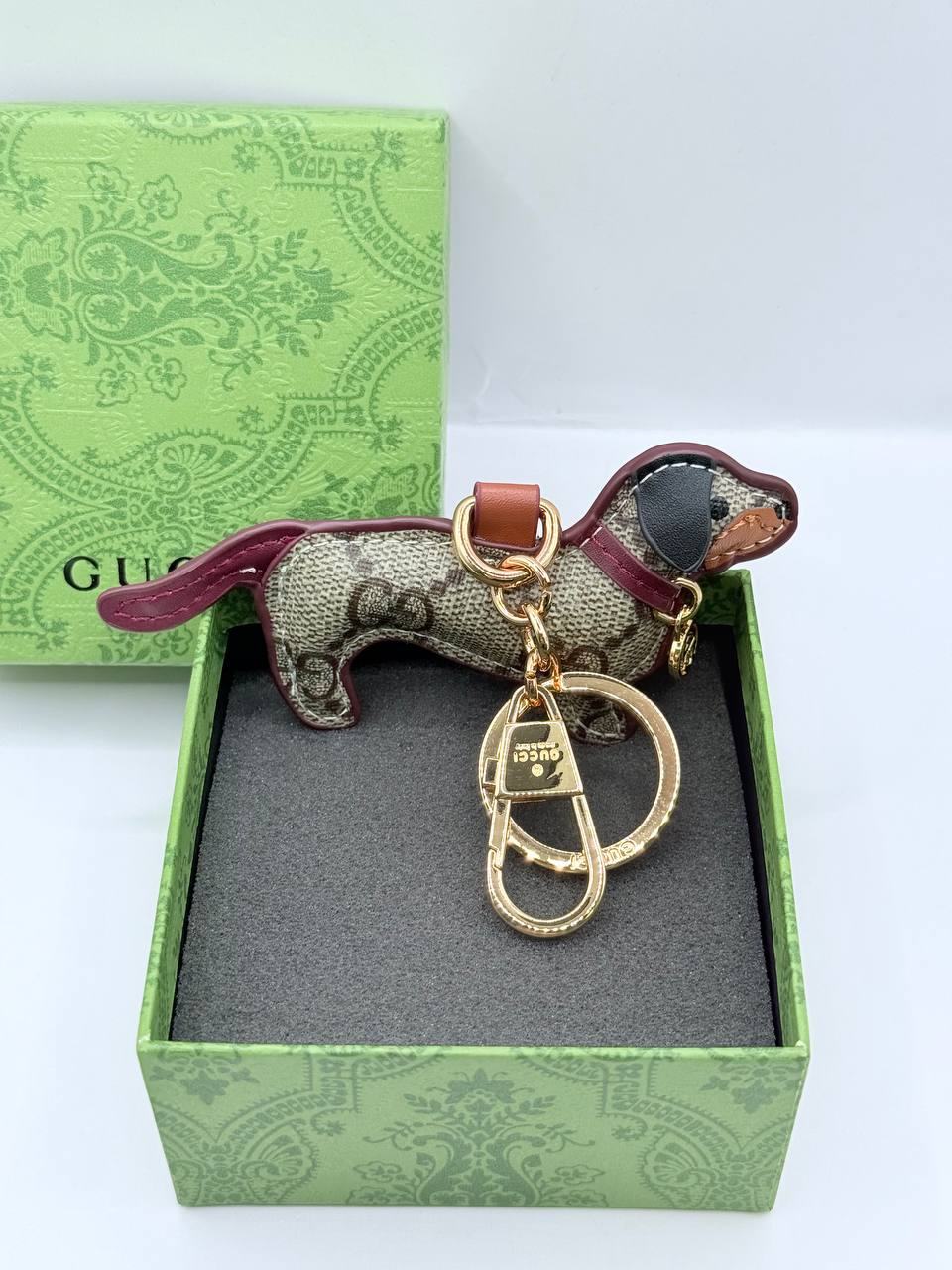 구찌 Gg02 도그 쉐입 백 참 키링