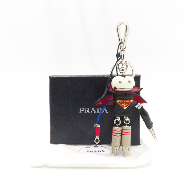 프라다 PDA05 레더 블라드 트릭 키체인 블랙 키링