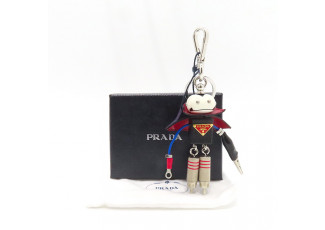 프라다 PDA05 레더 블라드 트릭 키체인 블랙 키링