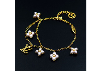 루이비통 KJ016 LV 플로라그램 브레이슬릿 골드 팔찌