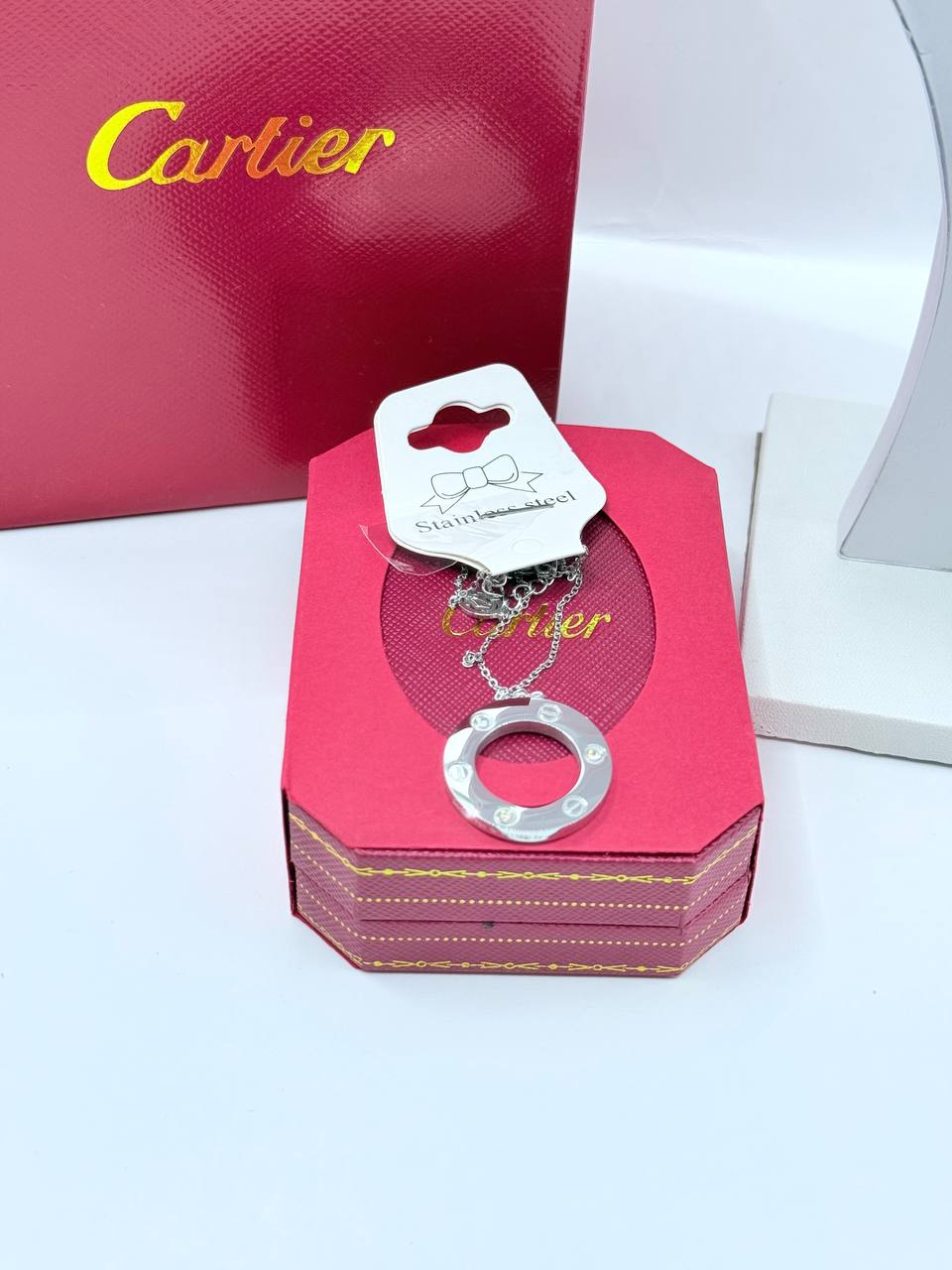 까르띠에 CB05 LOVE 네크리스 다이아몬드 실버 목걸이