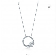 티파니 TOZ07 빅토리 플래티늄 다이아몬드 세팅 바인 서클 펜던트 실버 목걸이