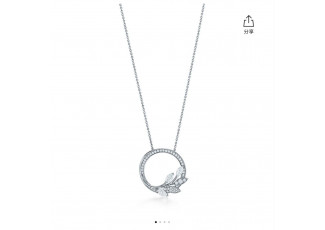 티파니 TOZ07 빅토리 플래티늄 다이아몬드 세팅 바인 서클 펜던트 실버 목걸이