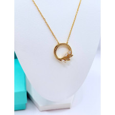 티파니 TOZ 08 빅토리 플래티늄 다이아몬드 세팅 바인 서클 펜던트 골드 목걸이