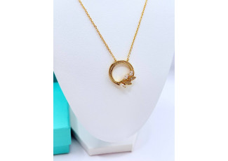 티파니 TOZ 08 빅토리 플래티늄 다이아몬드 세팅 바인 서클 펜던트 골드 목걸이