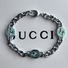 구찌 에나멜 인터로킹 G 체인 팔찌