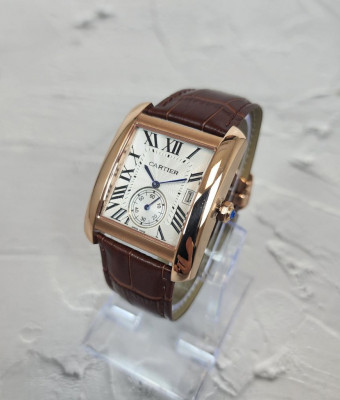 까르띠에 탱크 MC 골드 화이트 다이얼 시계