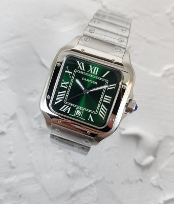 까르띠에 산토스 그린 다이얼 시계