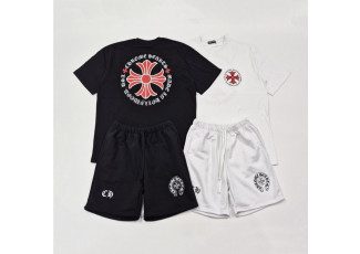 크롬하츠 할리우드 레드 로고 반팔 반바지 트레이닝 세트