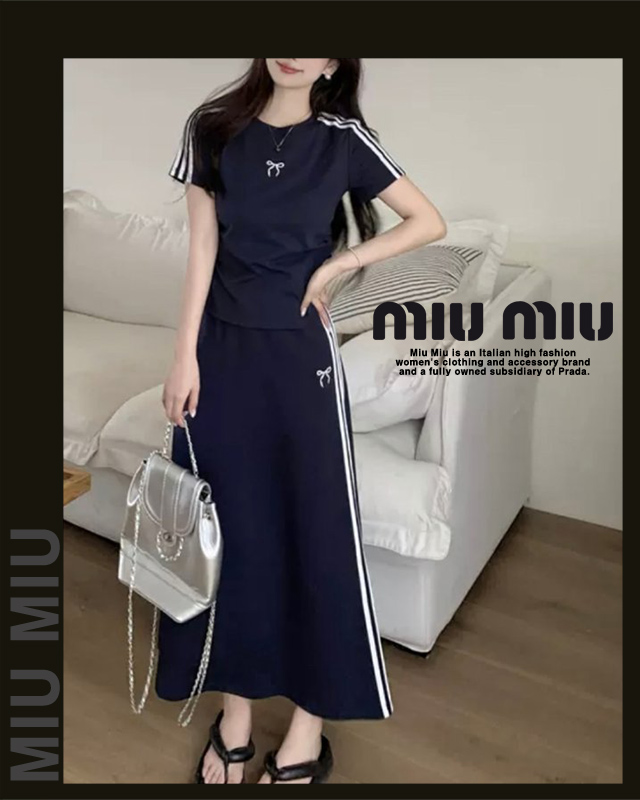 미우미우 여성 HJ790 리본 3선 스커트 세트