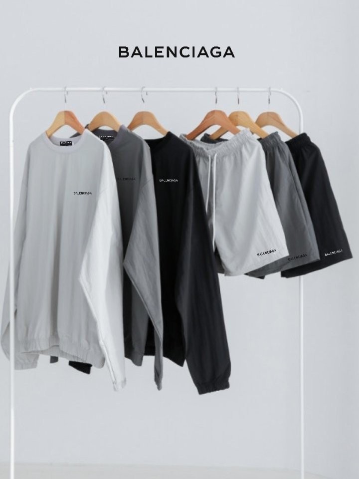 발렌시아가 여성 레터링 윈드 라인 맨투맨 반바지 세트