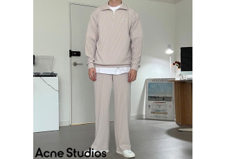 아크네 스튜디오 스마일 펜넬 골지 반집업 와이드 팬츠 세트