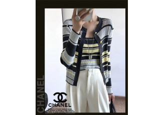샤넬 여성 25-821 칼라 ST 가디건 나시 니트 세트
