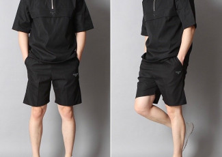 프라다 삼각 로고 리나일론 반팔 아노락 반바지 세트