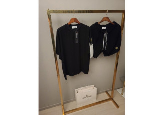 스톤아일랜드 와펜 스판 마 린넨 절개 반팔 반바지 세트