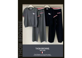 톰브라운 여성 25-52 헥터 삼선 밴드 니트 라운드 바지 투피스 세트